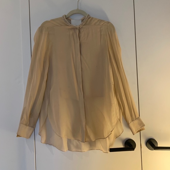 3.1 Phillip Lim Blush Chiffon Beaded Neck Top - Picture 3 of 3